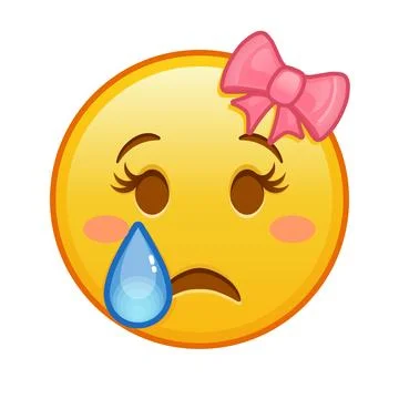 Female crying face Large size of yellow emoji smile Stock-Illustration