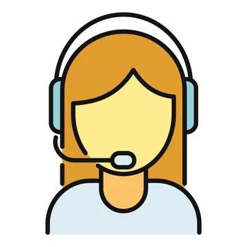 Female customer support agent wearing headset providing service Stock Illustration