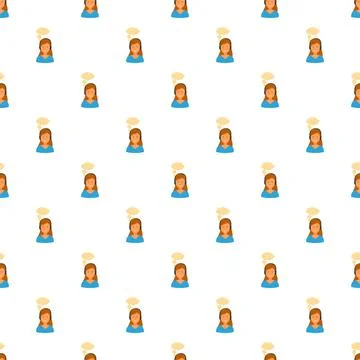 Female customer support avatar with thought bubble pattern Stock Illustration