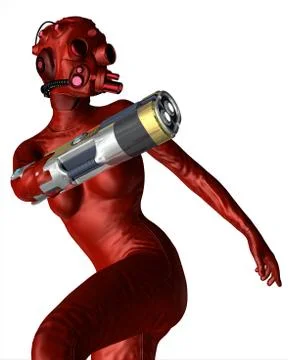 Female cyborg assassin Stock Illustration