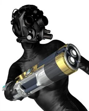 Female cyborg assassin Stock Illustration