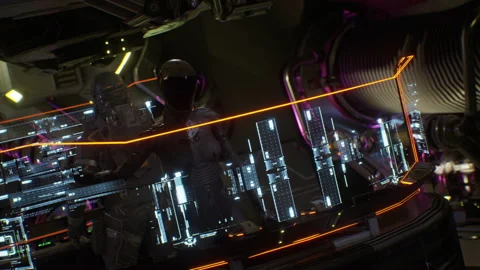 A female cyborg at the bridge during the Battle of Star Wars 09 Stock Footage 167308778