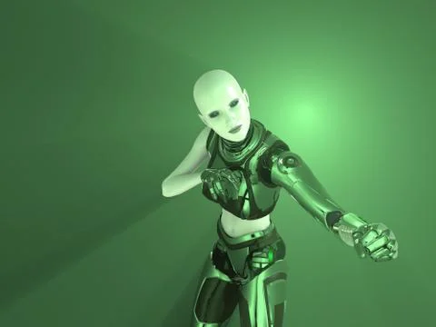 Female cyborg Stock Illustration