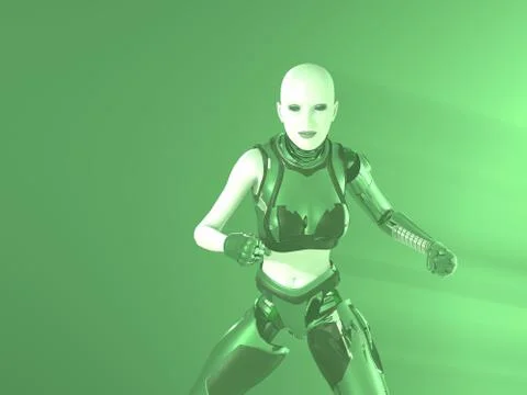 Female cyborg Stock-Illustration