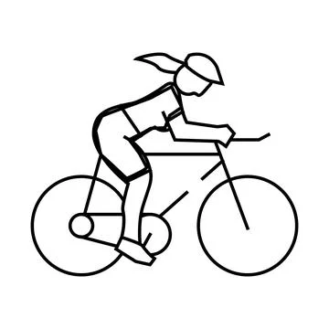 Female cyclist line icon vector illustration Stock Illustration