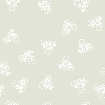 Female cyclist line vector seamless pattern Stockillustratie