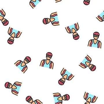 Female cyclist vector seamless pattern Stock Illustration