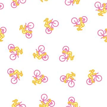 Female cyclist vector seamless pattern Stock Illustration