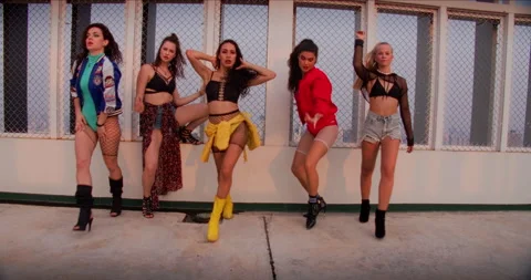 Female Dance Crew Performing On Rooftop Video stock 172367674