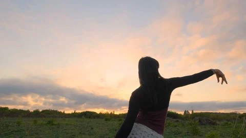 Female dance in the field Stock Footage 117295812