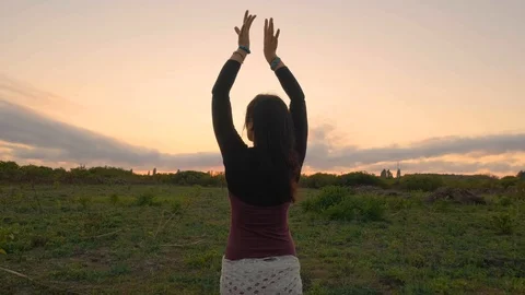 Female dance in the field Stock Footage 117295916