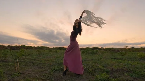 Female dance in the field Stock Footage 117295969