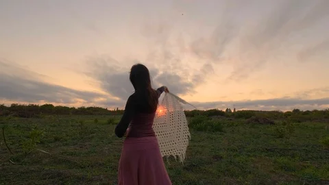 Female dance in the field Stock Footage 117296055