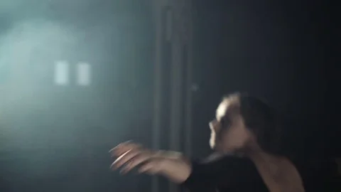 Female Dancer Dancing in Beam of Light Stock Footage 81599744