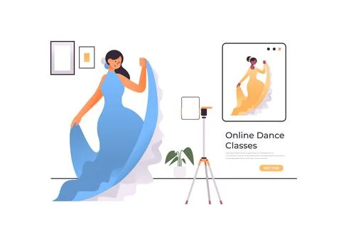 Female dancer dressed in eastern style doing dancing exercises online video Illustrazione stock