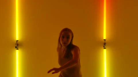 Female dancer performs emotionally dance elements of contemporary contempt Stock Footage 147548393