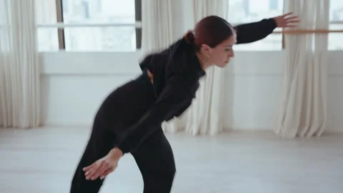 Female Dancer Practicing Contemporary Style in Studio Stock Footage 250213859