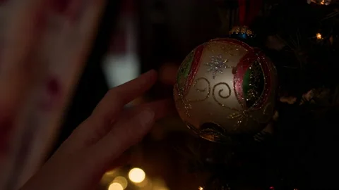 Female decorating Christmas tree Stock-Footage 219020554