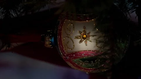 Female decorating Christmas tree Video stock 219461787