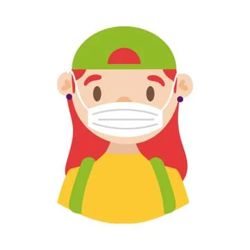 Female delivery worker using face mask detailed style 스톡 일러스트