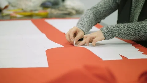 Female designer creates a template of the future dress Stock Footage 101697164