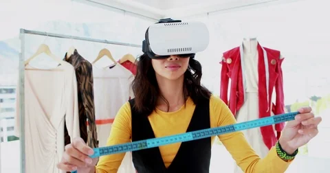 Female designer using virtual reality headset 4k Видео 79296831