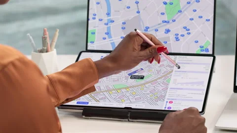 Female Developer Studies Urban Land Plans Stock Footage 339186244