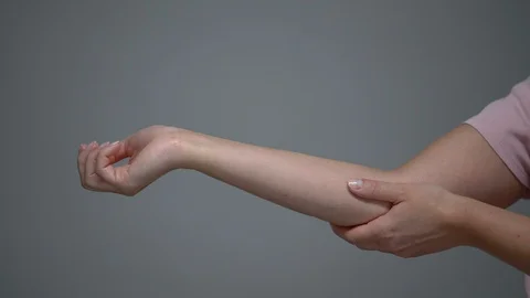 Female developing hand muscles after injury, rehabilitation process, massage Stock-Footage 117191196