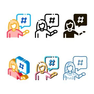 Female discontent icon multistyle vector outline Stock Illustration