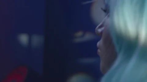 Female dj dancing while playing music at the nightclub Stock Footage 87157061