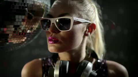 Female dj face Stock Footage 12032161