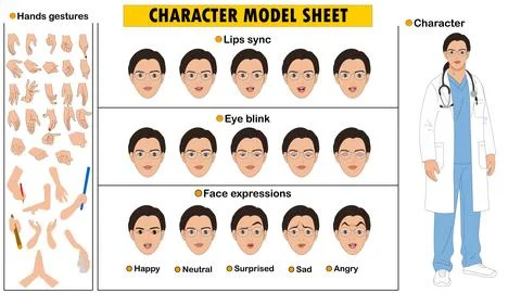 Female Doctor Character Constructor Kit. Customizable Medical Professional Model Stock Illustration