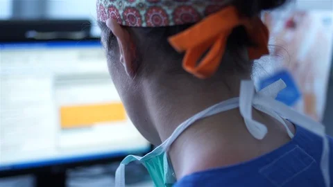 Female Doctor in the Computer. Stock Footage 91981957