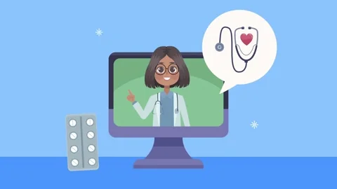 Female doctor on computer screen providing online medical consultation thro.. Stock Footage 339336339
