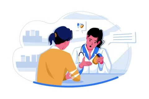 Female doctor explaining medication Illustrazione stock