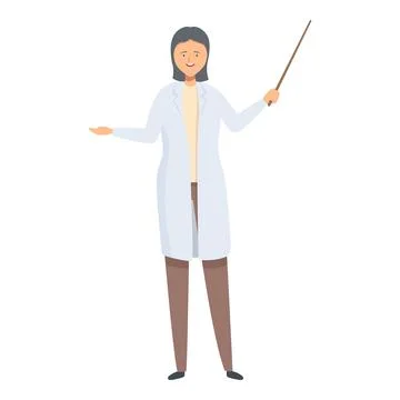Female doctor is explaining something, pointing with a pointer stick Illustrazione stock