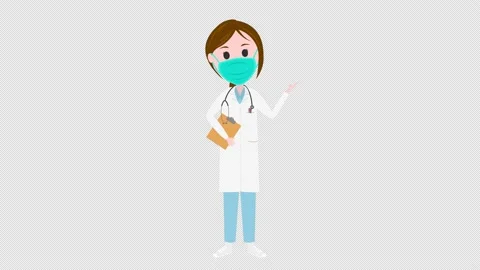 Female doctor giving presentation and explanation, illustration animation Stock Footage 155195206