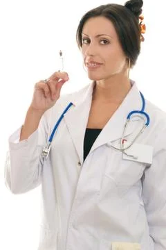 Female doctor holding an injectable syringe Stock Photos