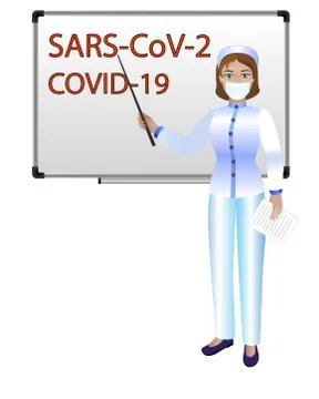 A female doctor, with a pointer and an abstract, talks about the prevention Illustrazione stock