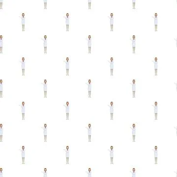 Female doctor uniform seamless pattern for healthcare background Stock Illustration