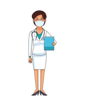 Female doctor worker profession using face mask イラスト素材