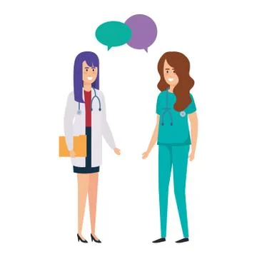 Female doctors talking characters Stock Illustration