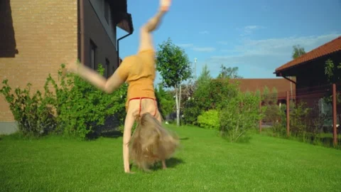 Female doing flip Stock Footage 133092147