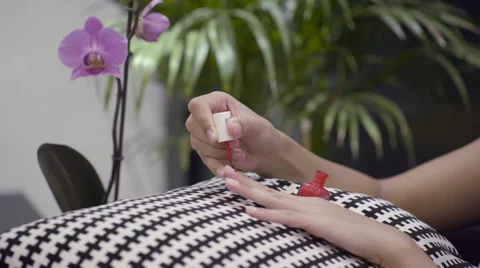Female doing her nails Stock Footage 54938582
