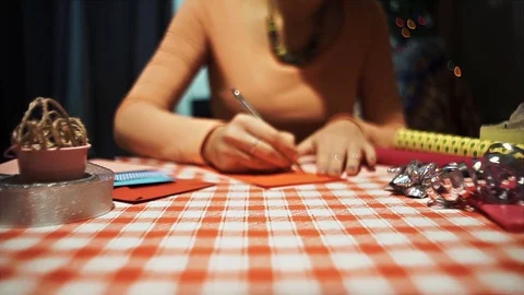 Female drawing heart shape for making valentine card Stock Footage 71892800