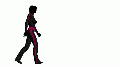 Female dressed in workout clothes walking on a white background Stock Footage 10806021