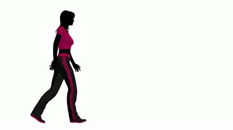 Female dressed in workout clothes walking on a white background Stock Footage 10806039