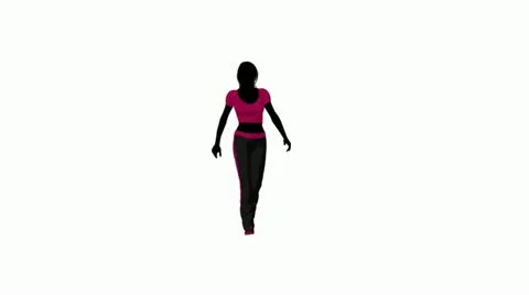 Female dressed in workout clothes walking on a white background Stock Footage 10806047