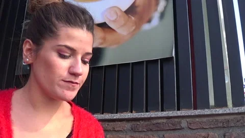 Female Drinking Coffee at Cafe Stock Footage 141462802