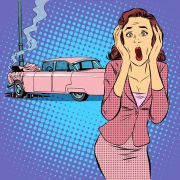 Female driver car accident Stock Illustration